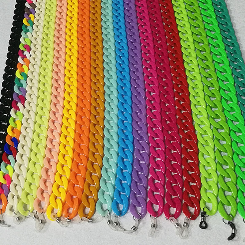 neue Feste Farbe Acryl Sonnenbrille Kette Frauen Lesebrille Hängen Hals Kette Largand Gläser Kette Brillen Band
