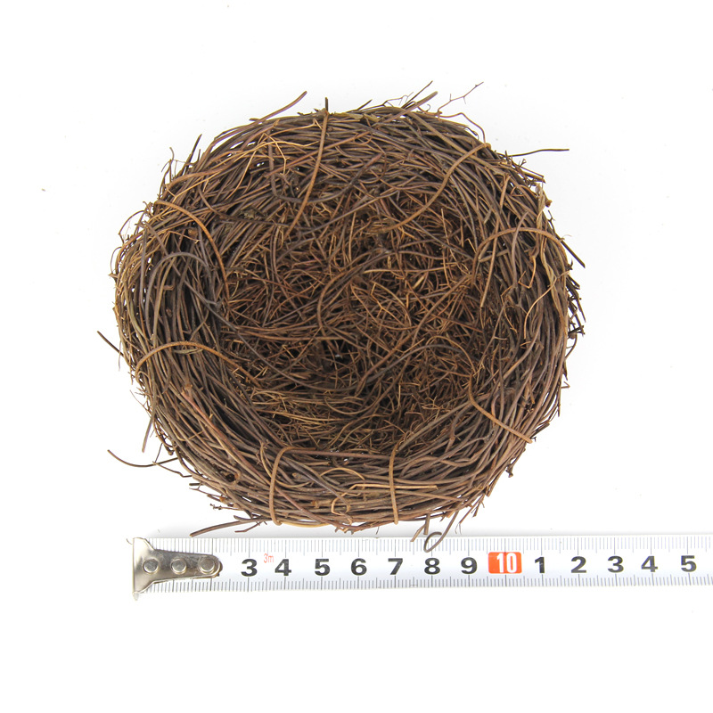 Round Rattan Bird Nest Easter Handmade DIY Craft Vine Simulation Bird Nest Egg Decor Props Home Garden Window Display: 1pcs-12cm