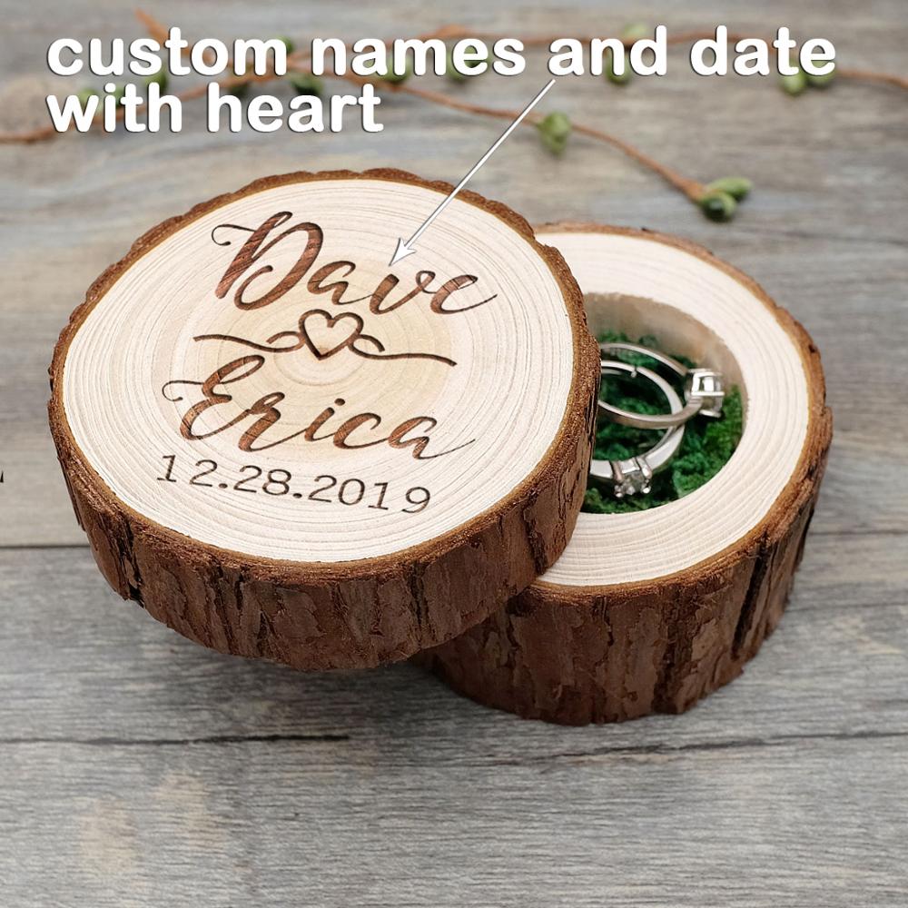 Rustic Wedding Ring Box - Natural Wood - Personalized Engagement Holder - Ring Bearer Box: No.4 / Large