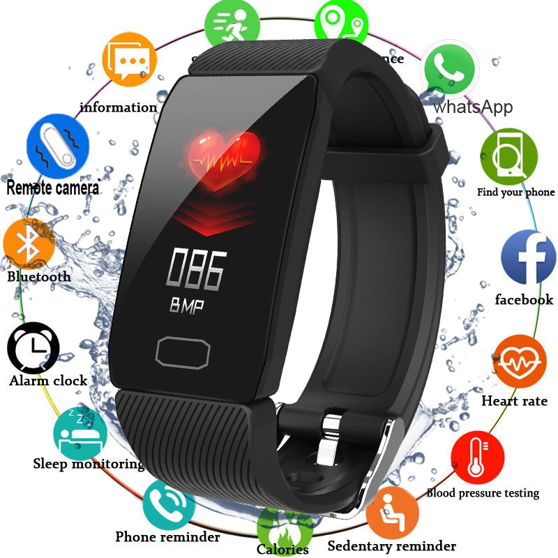 Smart armbånd mænd kvinder pulsmåler fitness armbånd trykmåling sport tracker smart ur armbånd bånd