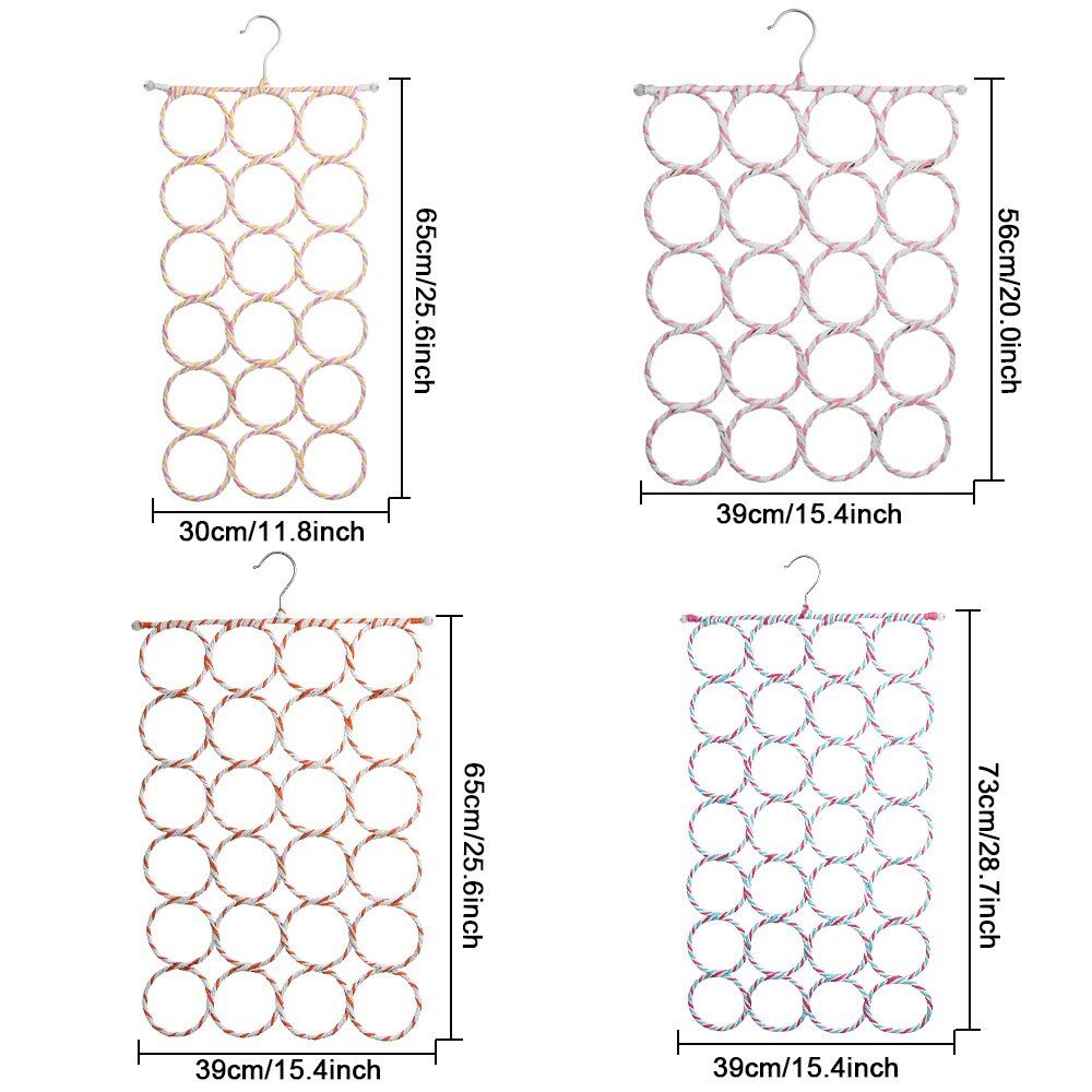 1PC Portable Multi Purpose Rattan Circle Circle Shape Scarf Hanger Tie Clothes Rack Storage Racks Space Saving Closet Organizer