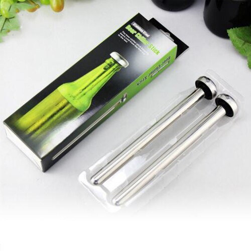 304#Stainless Steel Beer Cooling Stick Wine Chiller Beverage Frozen Stick Ice Cooler Useful Durable Barware: 2 pcs with color box