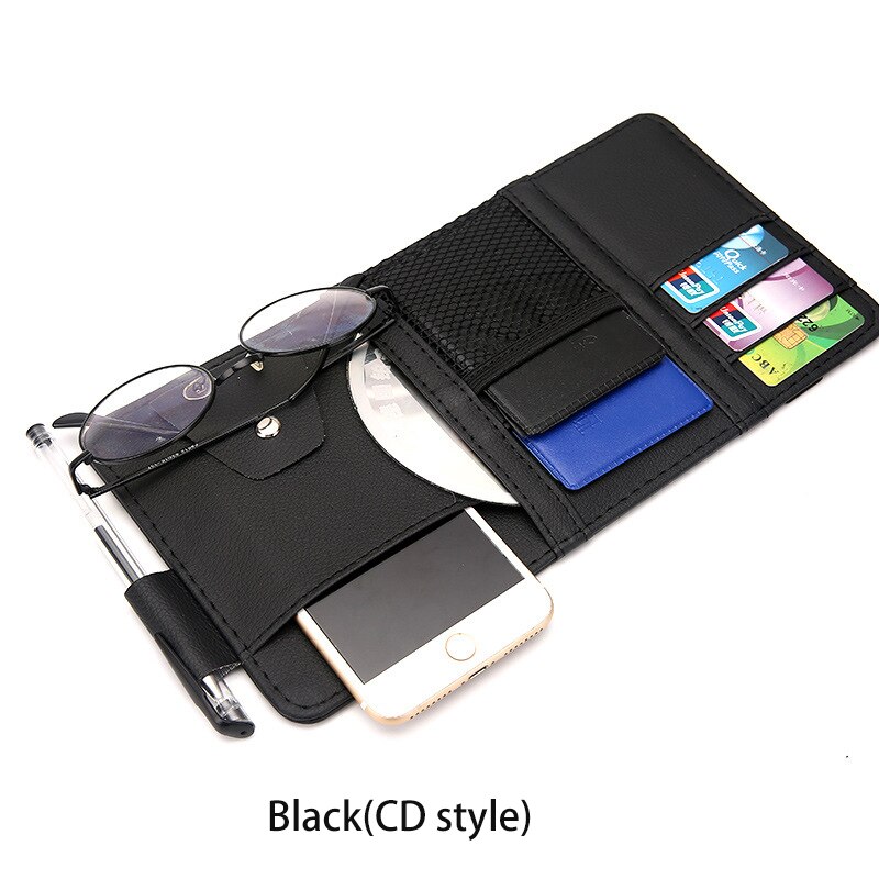 IKSNAIL osłona przeciwsłoneczna robić samochodu rachunek długopis wizytownik na karty biznesowe CD DVD Organizer schowek okulary klip schowek sprzątanie akcesoria samochodowe: czarny (CD)