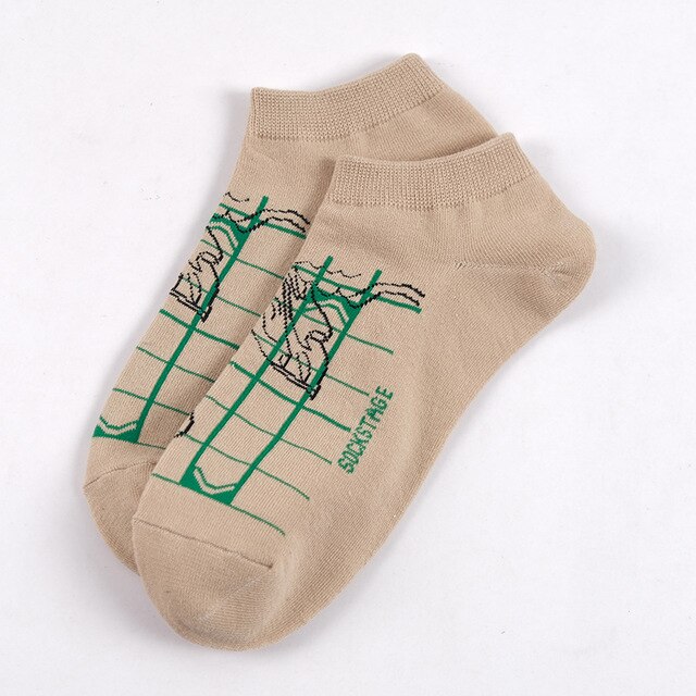2Pairs = 1lot Set Gothic Crew Street Cotton Socks khaki Earth Tone Color Streetwear Meridian Chart Human Body Meridian: Short Co