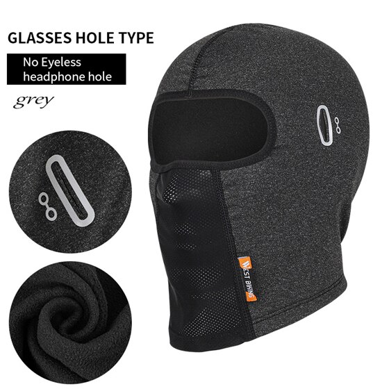 West Fietsen Fietsen Motorhelm Liner Thermische Warm Winddicht Caps Ademend Comfortabele Sport Hoofddeksels Mannen Vrouwen Hoed: glasses hole grey