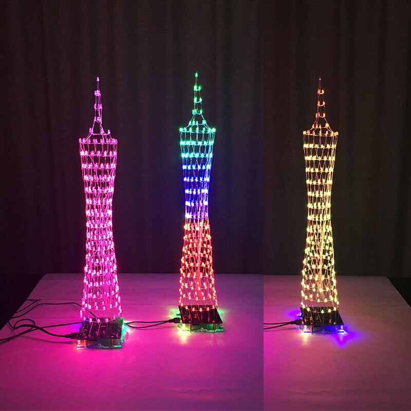 CIRMECH Colorfull LED Cube Canton Tower DIY Suite Full color LED Light Canton Tower electronic DIY kits