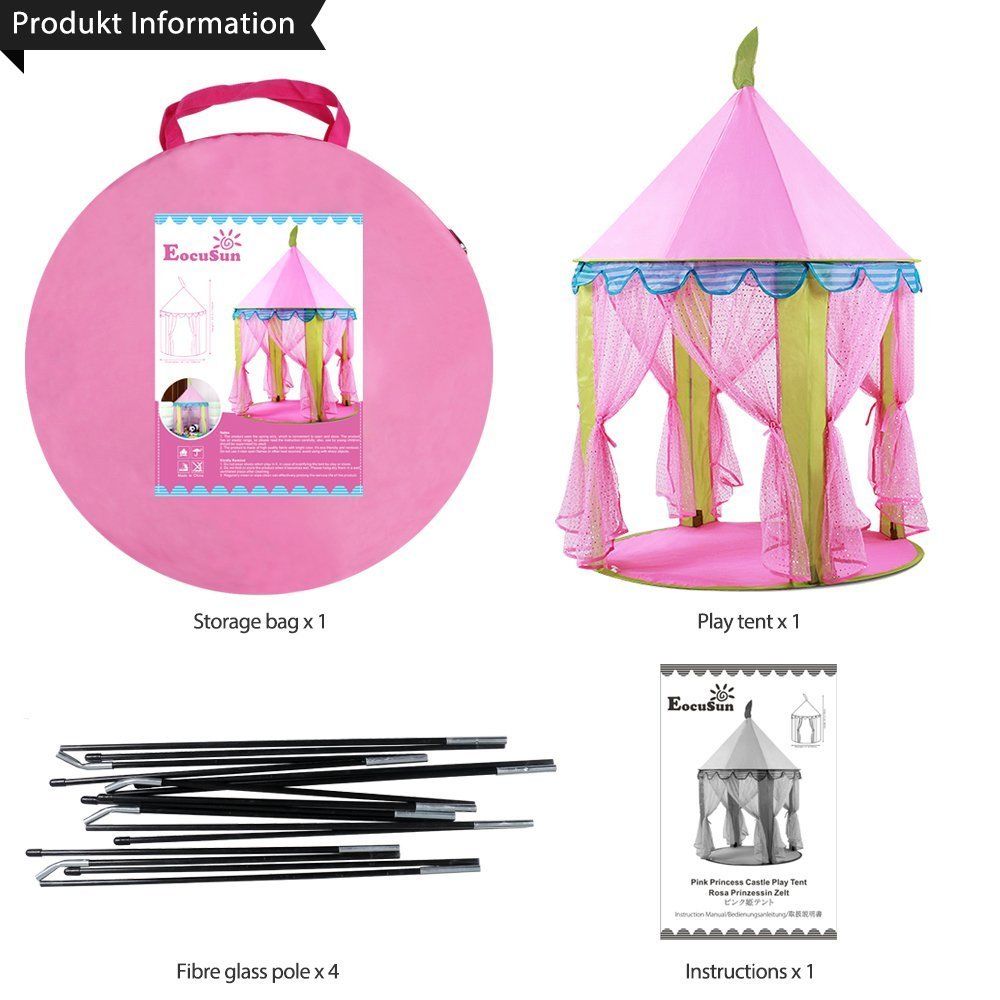 Girls Princess Castle Play Tent Fairy Castle Tent Cute Playhouse Children Kids Outdoor Toys 1X1.35M Dome Toy Tents Pink