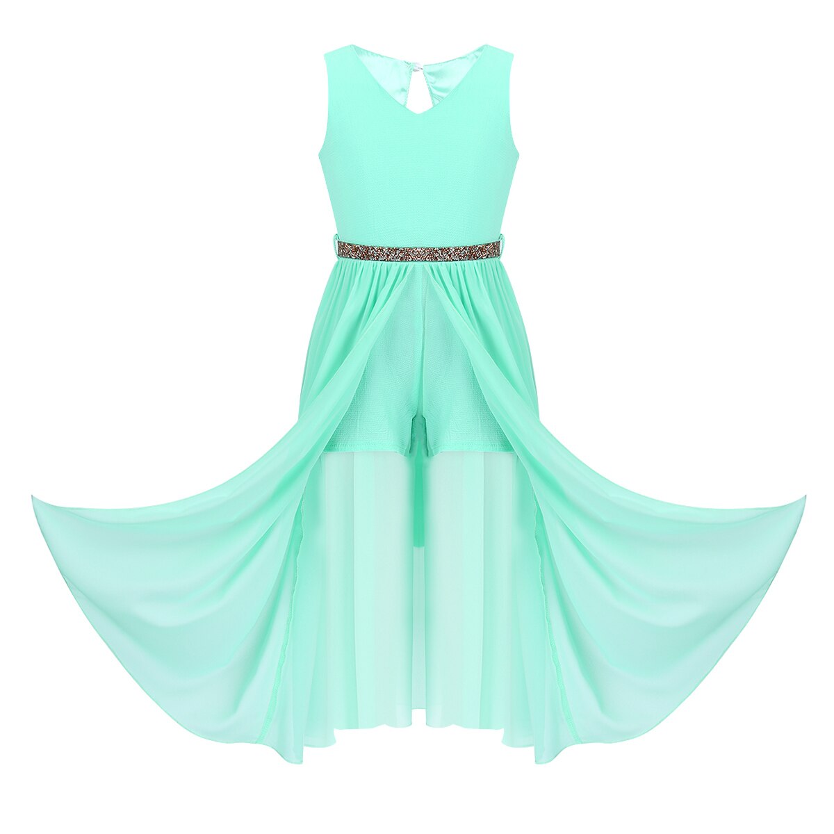 Kids Teens Ballet Tutu Dance Leotard Dress Short Jumpsuit Romper Maxi Dress Girls Lyrical Dance Costumes ballerina dress kids: Mint Green / 12