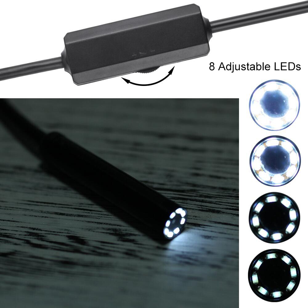 Industrial Endoscope Borescope Inspection Camera Built-in 8pcs LEDs 8mm Lens IP67 Waterproof USB Endoscope Soft Wire Hard line