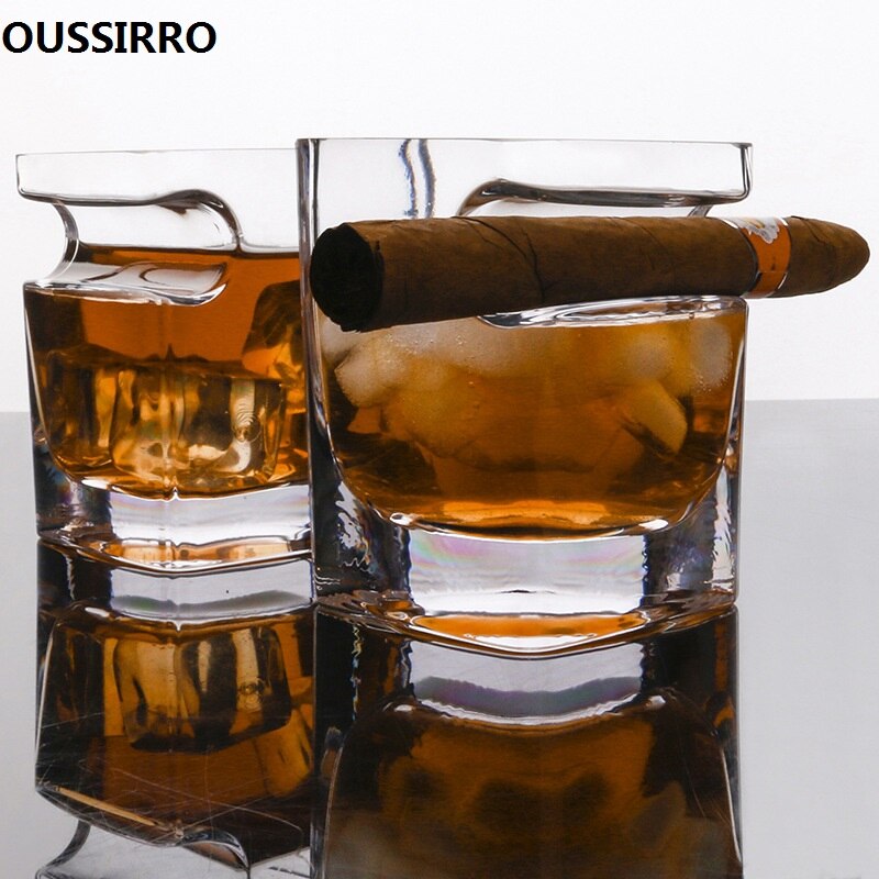 Oussirro ultra klar krystal whisky glas kop vin brandy spiritus øl vand tykkere firkantet vinglas til hjemmebar fest: 1 stk