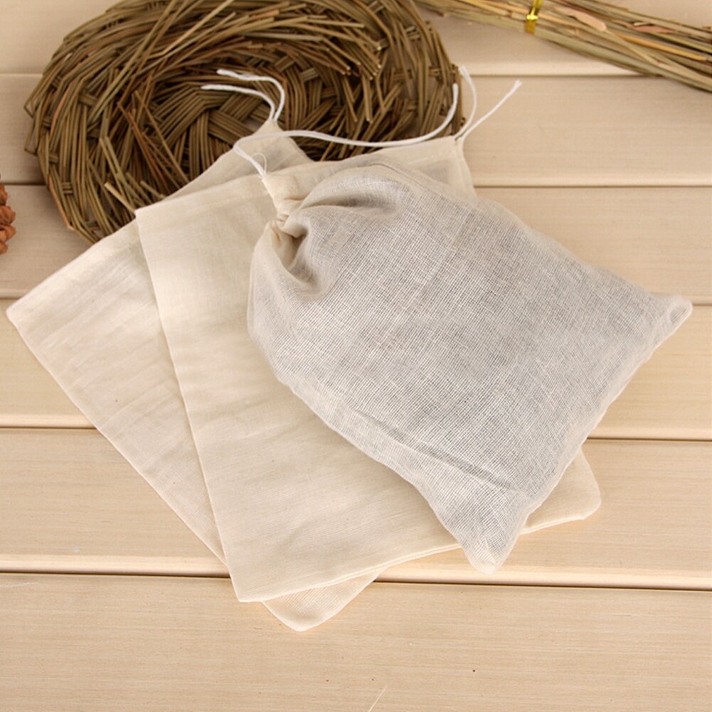 10x15cm Leere Duftenden Baumwolle Teebeutel Tee Gewürz Lagerung Kordel tasche Kraut Suppe Infuser Tasche Medizinischen Kraut Filter taschen