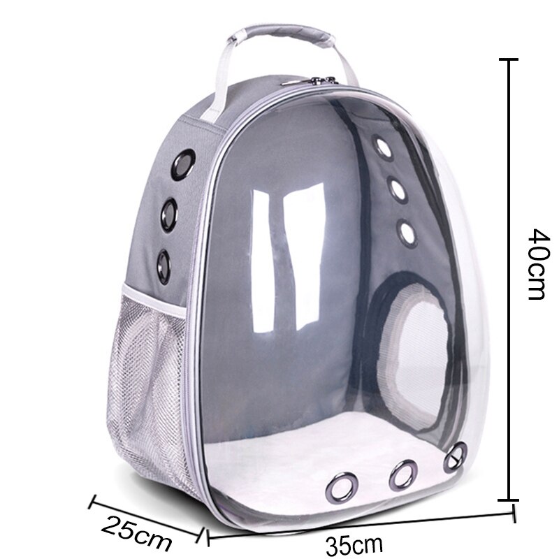 Kattepose åndbar bærbar kæledyrs taske udendørs rejse rygsæk til kat og hund gennemsigtig plads kæledyrs rygsæk: Grå