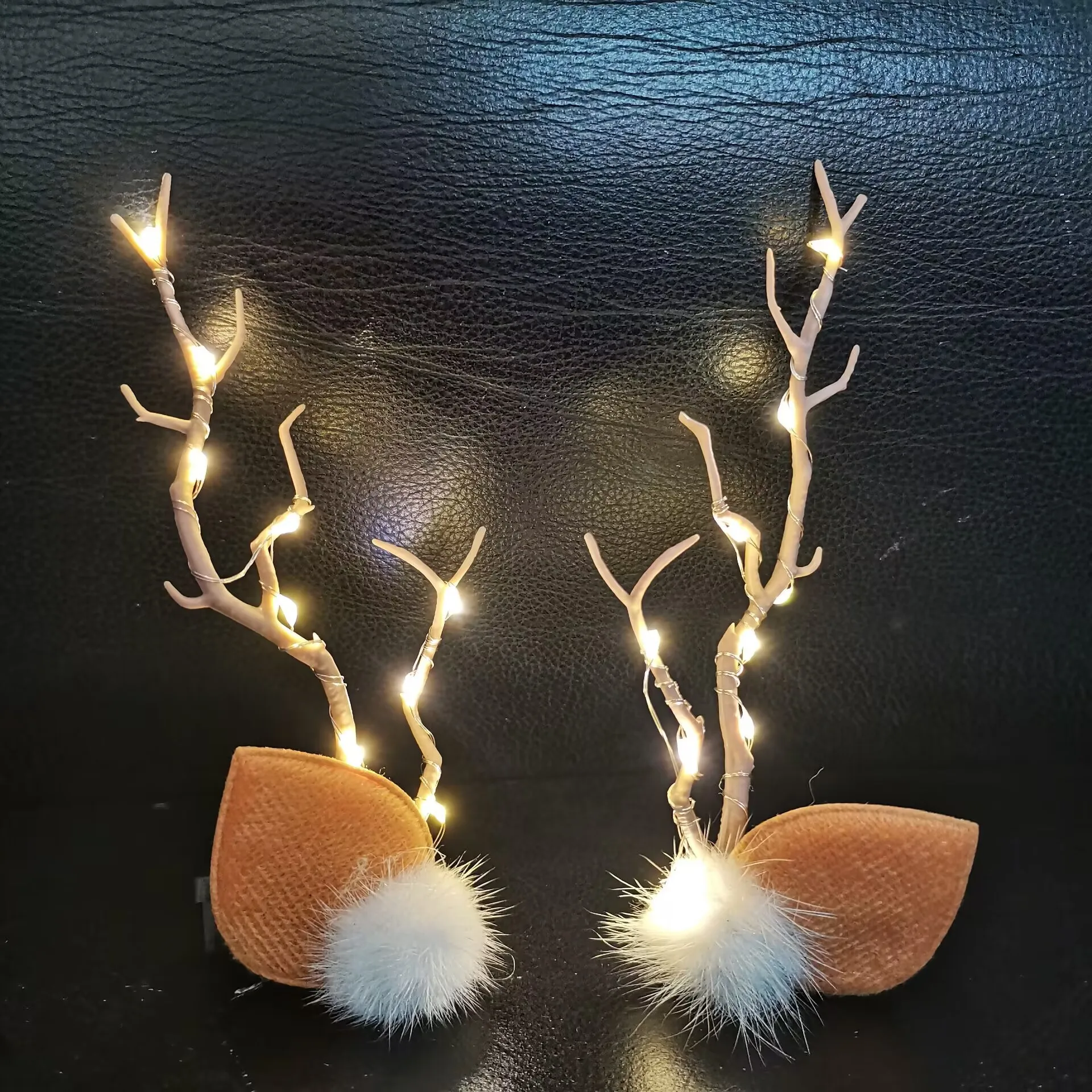 Pinzas para el pelo con luz LED, horquillas de Navidad con astas de reno, tocado para , niña, niño, Adulto, Festival de boda, 10 pares: Verde oliva