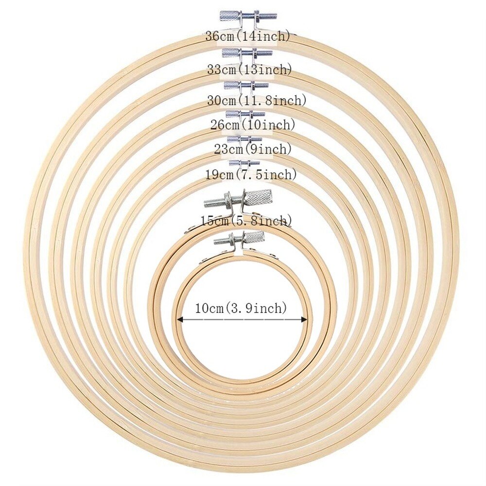8 Pieces Embroidery Hoop Set Bamboo Circle Cross Stitch Hoop Ring 3.9 inch to 14 inch for Embroidery and Cross Stitch