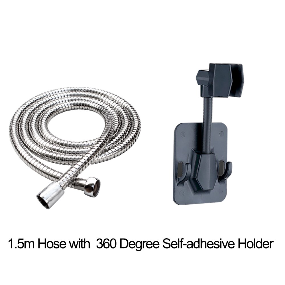 Zhangji Badkamer Douchekop Slang Houder Set 1.5M Chrome Plated 2 Meter Commen Pijp Met Geen Boor Beugel Douche hoofd Accessoire: Pack B