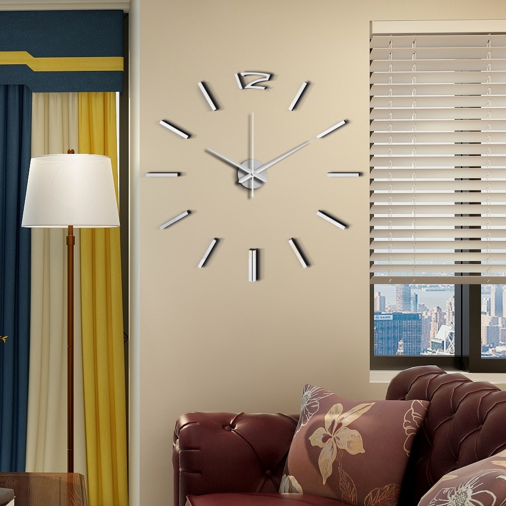 50cm 3D Wanduhr Moderne DIY Acryl Spiegel Aufkleber Uhr für Wohnzimmer Schlafzimmer Wohnkultur Große Stille elreloj Wandbild