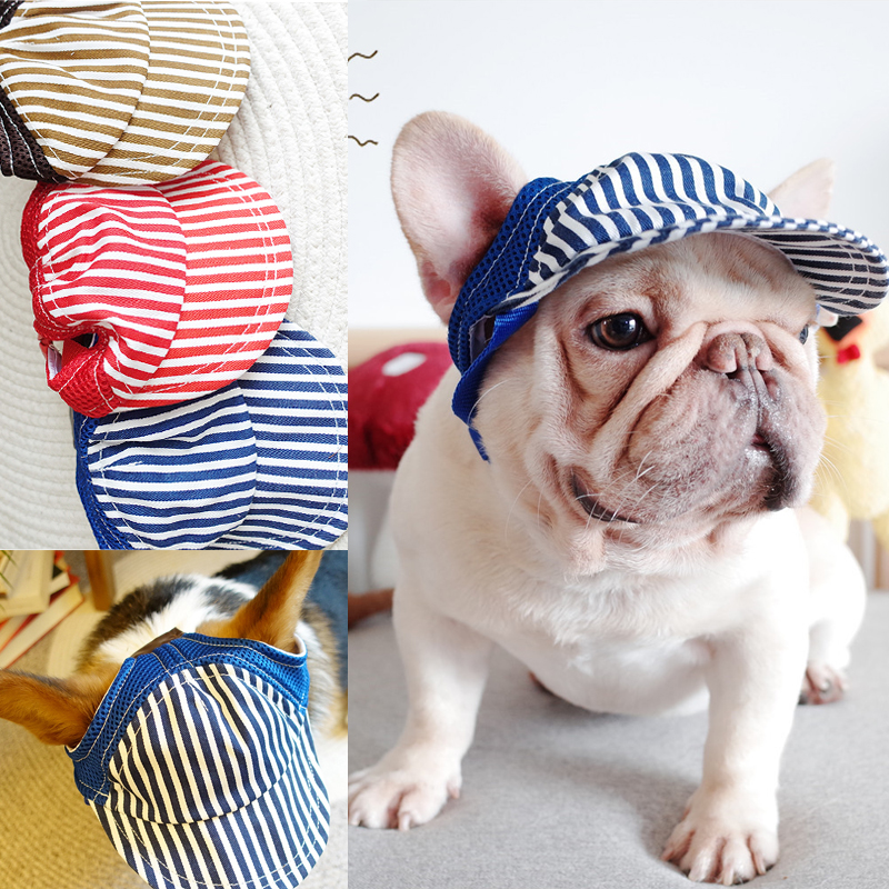 Streep Sunny Hond Baseball Cap Kleine Medium Grote Dier Huisdier Franse Bulldog Terrier Schnauzer Hoed Voor Kat Puppy Haaraccessoires