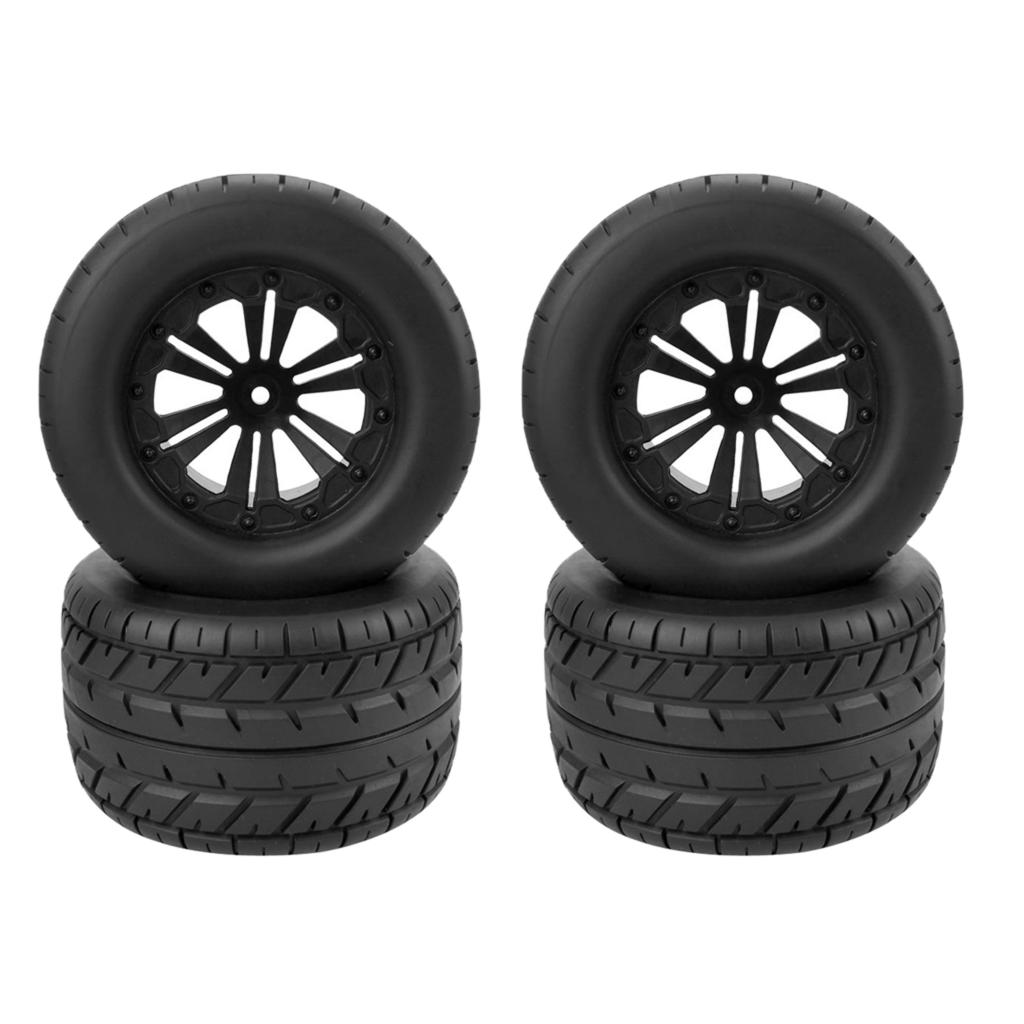 RC Car Tires Tyre and Wheels 6-Spoke Black for HSP HPI 1/10 Scale Monster Truck Bigfoot Car 4pcs
