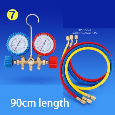 Car Air conditioning refrigerant filling tube cold medium Freon R134A Refrigerant charging hose Pressure Gauge 536G: 90cm