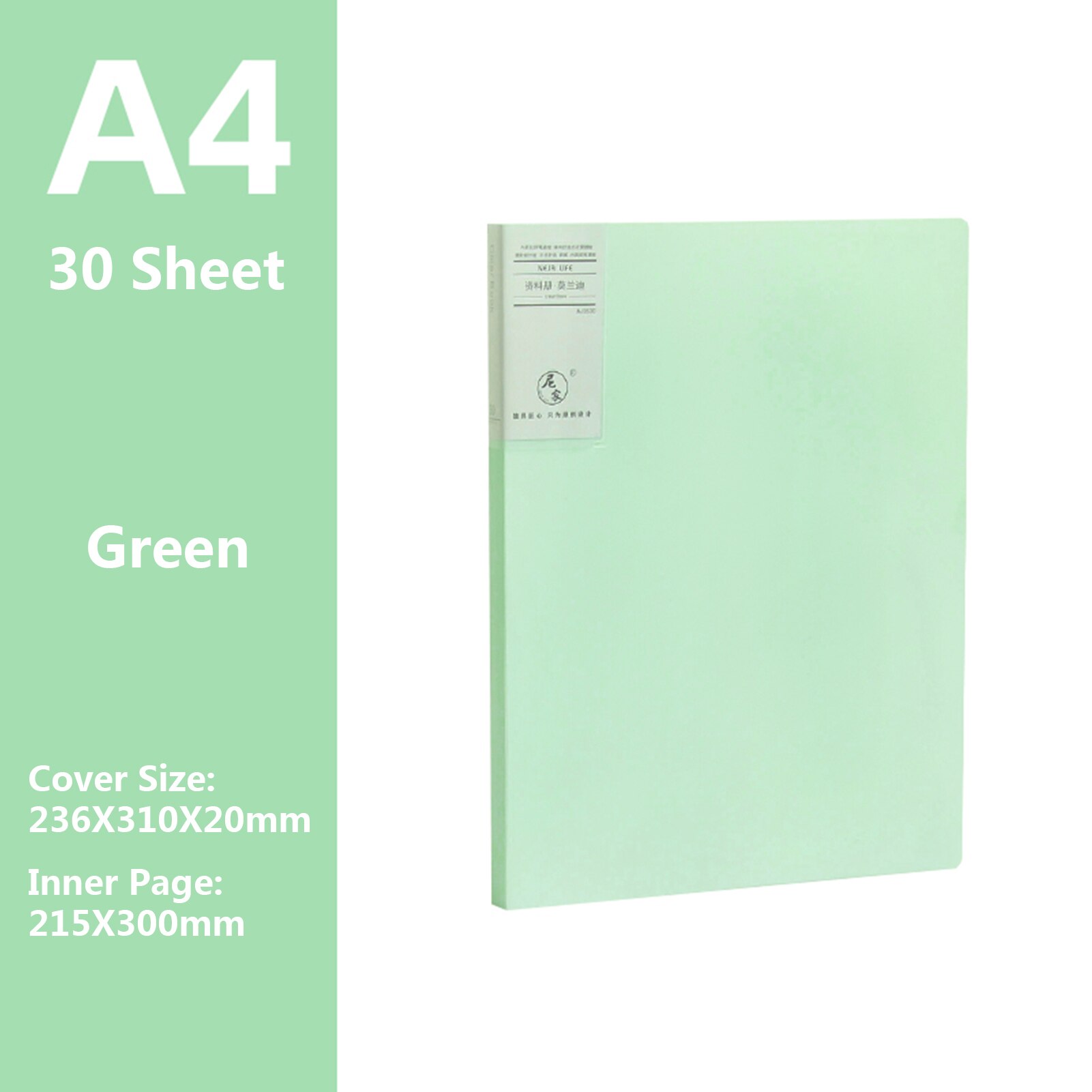 A4 Size Presentation Book Display Book Document Organizer Waterproof with 30-Pocket Sheet Protector for Business Office School: Green-30