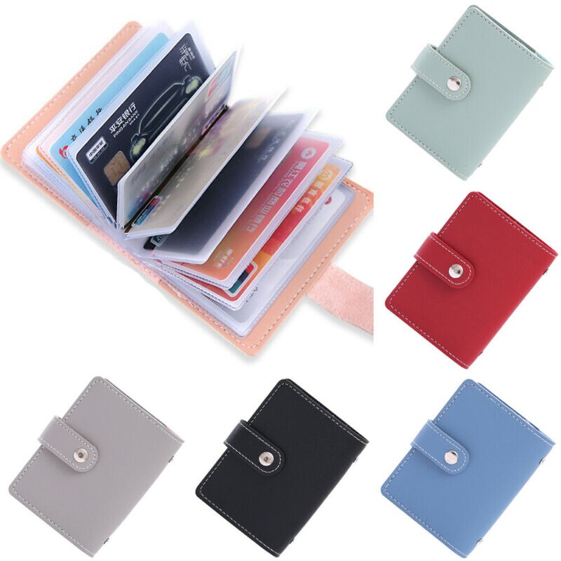 Mode Pu Lederen Kaart Pakket Functie Vrouwen 26 Kaarten Slanke Id Credit Goedkope Business Card Holder Pocket Case Purse portemonnee