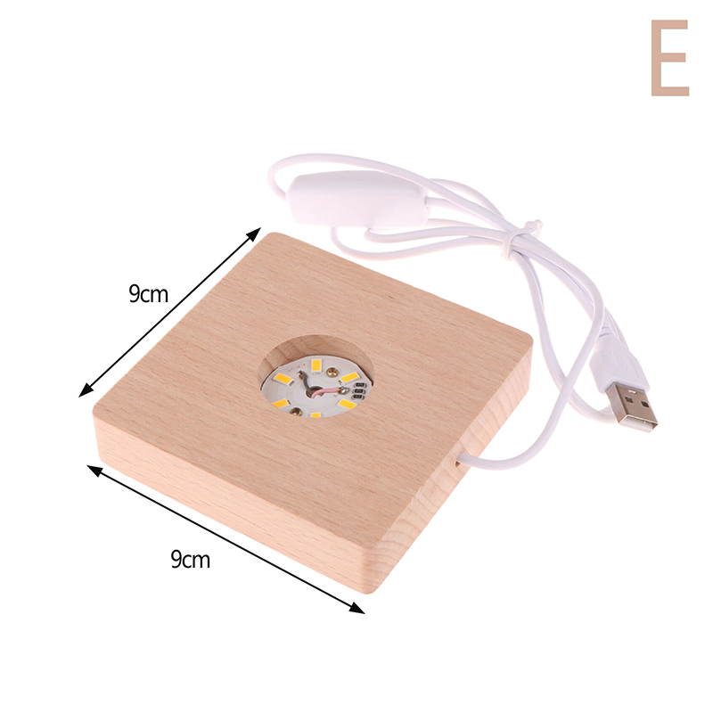 5/6/7/8/9/10cm led-lampe i heltre, firkantet nattlys, usb-lampeholder, gjør-det-selv-lysholder, skrivebordspynt, dekorativ lampefot: Gull