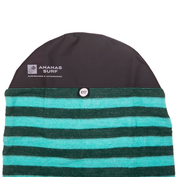 Ananas-chaussette de planche de Surf, 10'0 pouces, 300 cm, 10ft. Sac de couverture souple pour le nez rond, longboard, pour surf, tissu en tricot éponge extensible: Green-Dark green