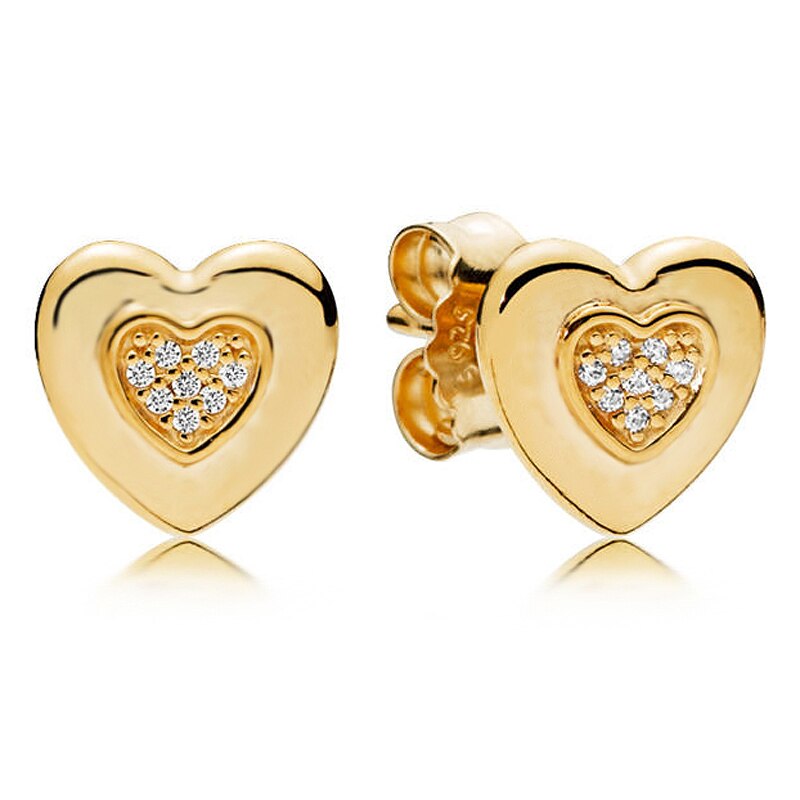 925 Sterling Silver Orecchino D'oro Scintillante Circolare Per Sempre Two-tone Firma del Cuore di Amore Orecchino Per Le Donne Gioielleria Raffinata: 5