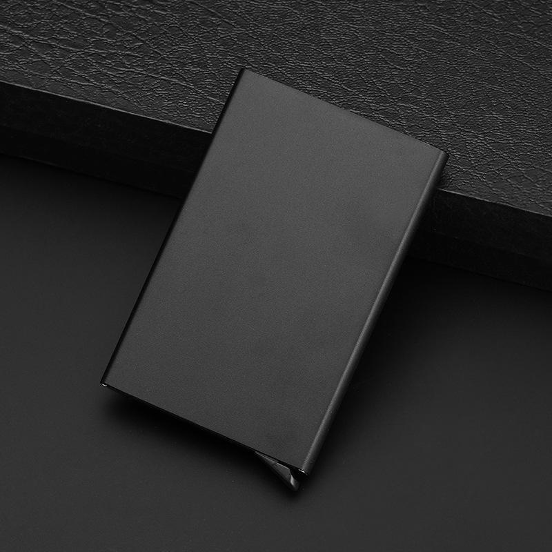 Anti-Diefstal Id Credit Kaarthouder Porte Carte Dunne Aluminium Metalen Portefeuilles Pocket Case Bank Vrouwen Mannen Credit Card doos: Black