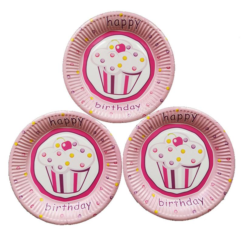 10pcs 7inch Round Paper Plate Disposable Cake Dessert Plates Birthday Party Supplies For Baby Child Party decorations