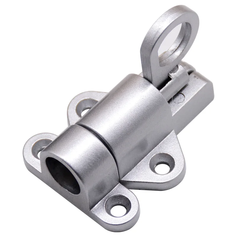 Aluminum Alloy Black/Gray Window Gate Security Pull Ring Spring Bounce Door Bolt Automatic Latch Lock Black Grey Window