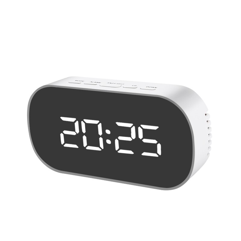 Digital Mirror Clock LED Night Lights Temperature Snooze Function Alarm Clocks USB Table Desk Clock Home Decor Battery Use: B1-black