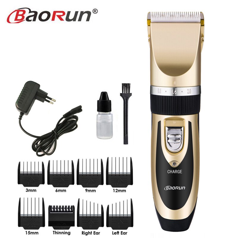 BaoRun Clipper Hair Trimmer Men Electric Cutter Hair Cutting Machine Haircut For Barber Ceramic Blade Nozzles 15mm