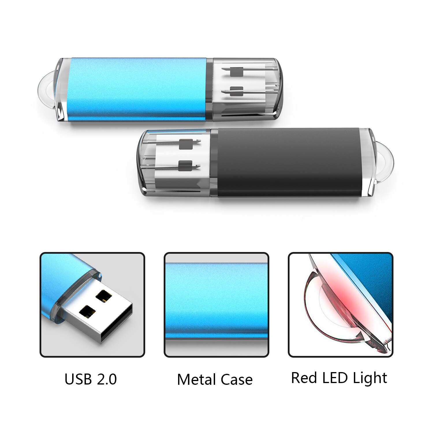 Topesel 5 Pack Usb 2.0 Flash Drives Memory Stick Stick (5 Gemengde Kleuren: zwart Blauw Groen Rood Zilver)