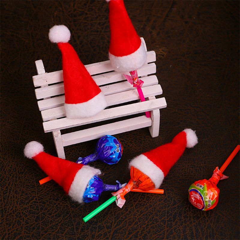 30 st/set mini julmössa jultomten hatt julklubba hatt prydnad dekor