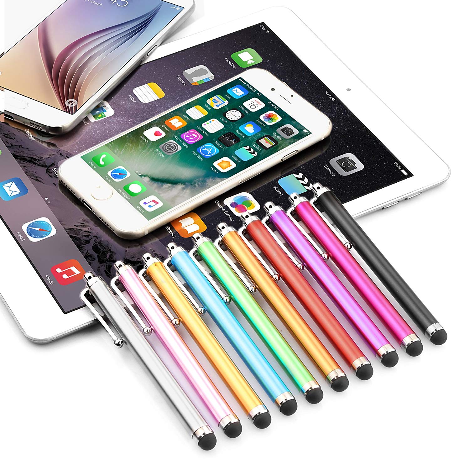 10 sztuk/partia uniwersalny metalowy rysik do ekranów dotykowych rysiki do iPada Apple Samsung Tablet wszystkie ekran pojemnościowy z klipsem