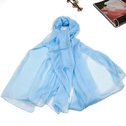 Ren silketørklæde kvinder tørklæde kvindelig silke sjal kvinders naturlig silke chiffon stor størrelse tørklæde ensfarvet lang wrap til kvinder: 10 lyseblå