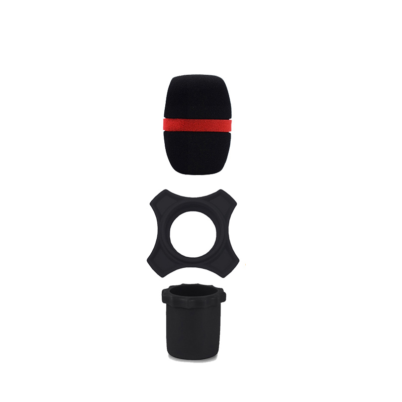 Microfoon Sponzen Mouw Anti-Rolling Mic Bescherming Ring Staaf Siliconen Draadloze Handheld Houder voor Microfoon KTV DJ Apparaat: Black