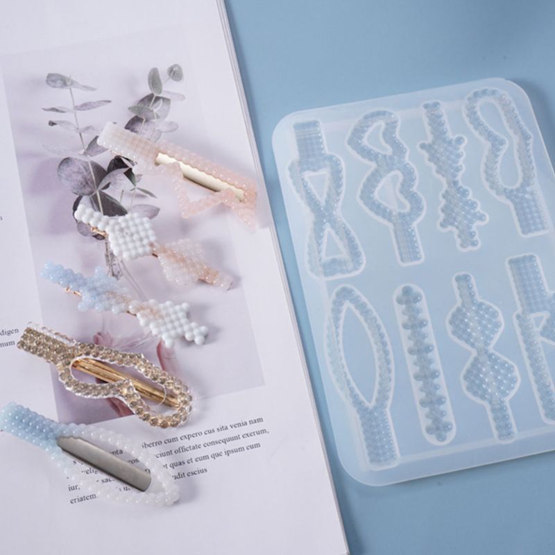 Przezroczysta żywica epoksydowa żywica formy klips do włosów Barrette odlewania formy silikonowe DIY rzemiosło biżuteryjna spinka do włosów Making Tools