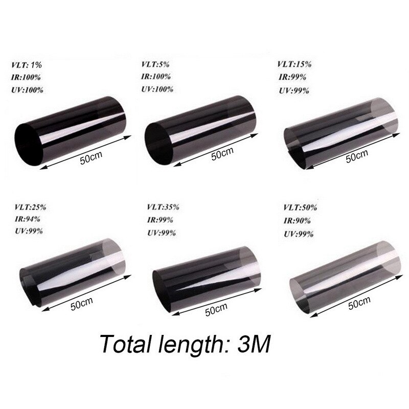 Osłona termiczna samochodu film 300cm x 50cm okno samochodu folie odcień folia barwiąca automatyczny Dom szyba okienna lato słoneczny UV naklejka ochronna film