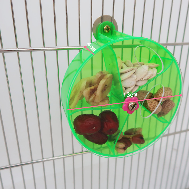 Roues de jouets pour perroquets rotatifs pour animaux de compagnie, morsure à mâcher pour oiseaux, boîte de nourriture de recherche, mangeoire à Cage, accessoires pour oiseaux: green