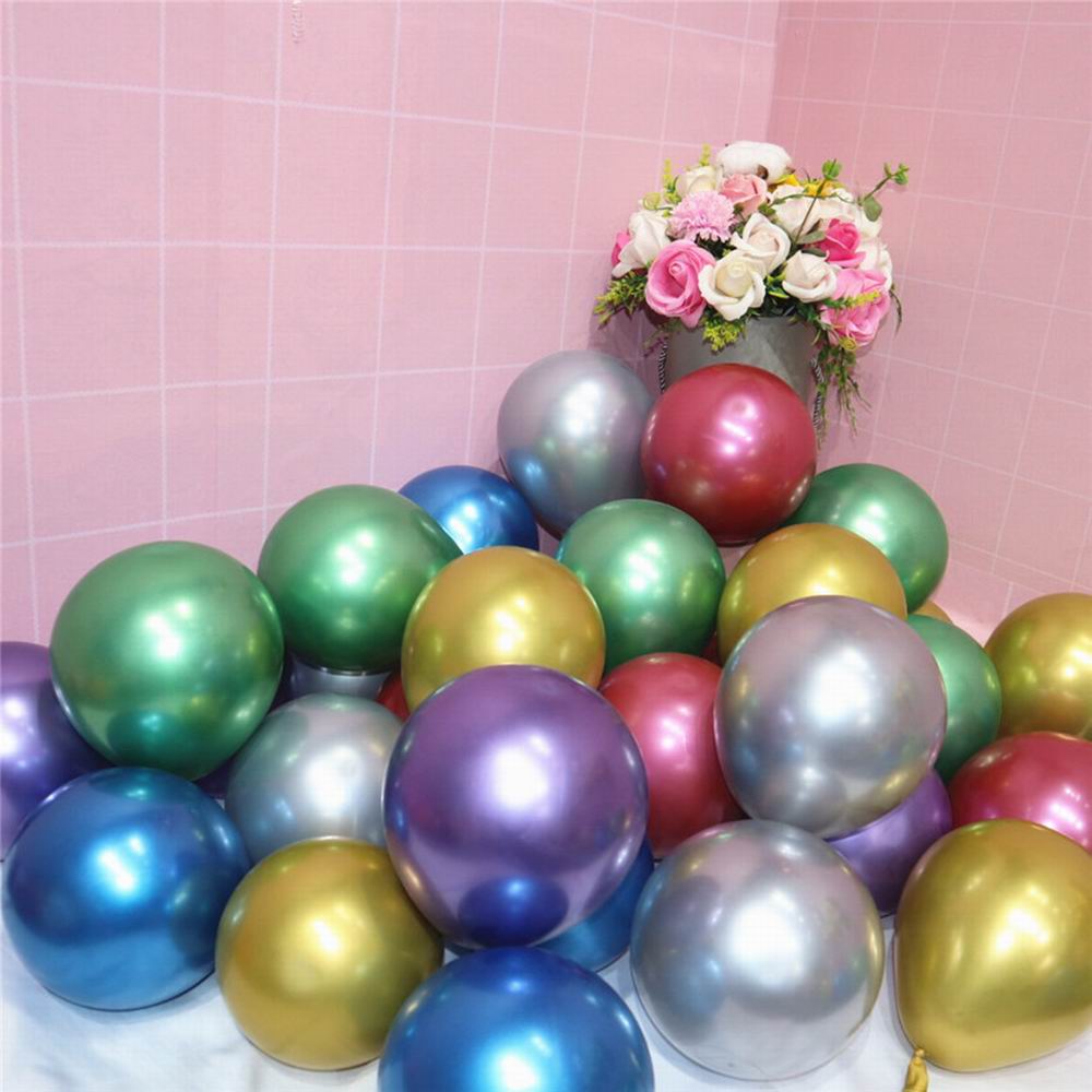 Globos metálicos de helio para boda, de 5 pulgadas, color dorado, plateado, azul, rosa y verde, de látex y cromado, 30 unids/lote