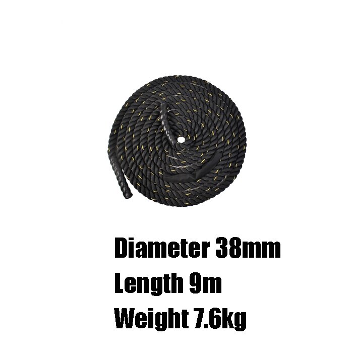 38mm 9/12/15m Power Training Rope Body Strength Training Sport Fitness Exercise Heavy Black Battling Rope Muscle Workout Ropes: 9 m