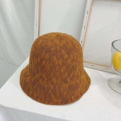 Bomuldsgarn spand hat til kvinder pige solid panama fiskekapsler efterår udendørs flade fisker hatte motorhjelm femme: Brun