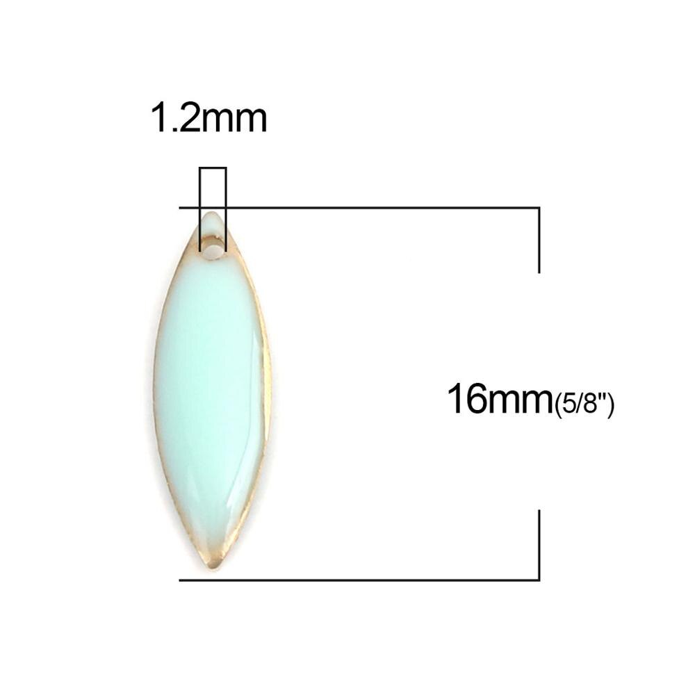 Doreenbeads moda quente cobre esmaltado lantejoulas encantos pingentes cor de bronze vermelho estilo marquesa jóias diy 16mm x 5mm, 10 pçs: light blue