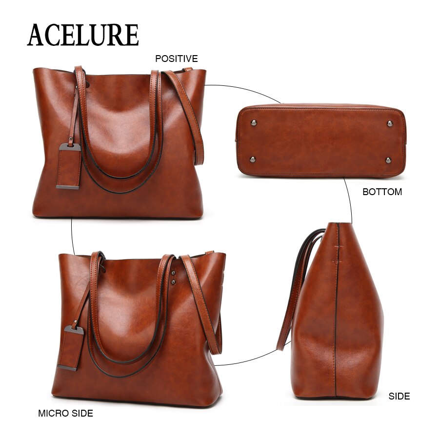 ACELURE couleur unie sacs à bandoulière pour femmes doux en cuir Pu fourre-tout décontractés pour femme all-match dames haute capacité sacs à main