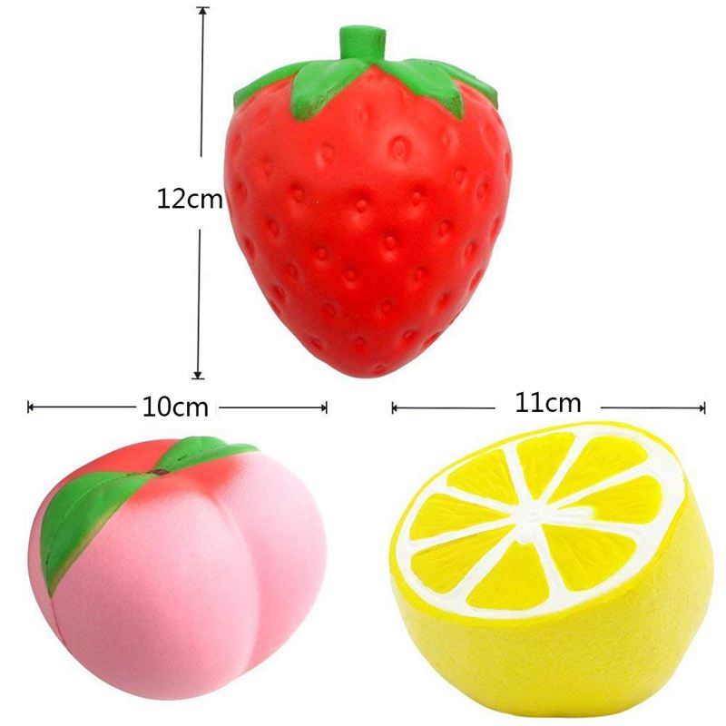 5pcs Jumbo Squishies Slow Rising Strawberry Watermelon Banana Peach Lemon Fruit Squishies Kawaii Scented Charms Hand Wrist Toys