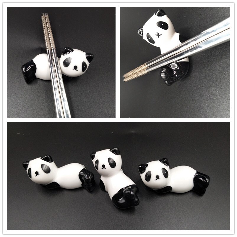 3 stk panda form spisepinde holder stand unik keramisk spisepind hvile ske holder lille dekoration desktop tilbehør