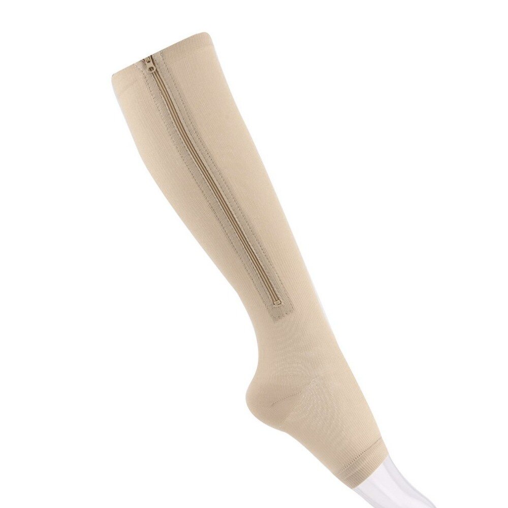 Women Charming Slimming Zippered Compression Socks Leg Support Knee Open Toe Thigh Leg Stocking Comfortable Leg Burn