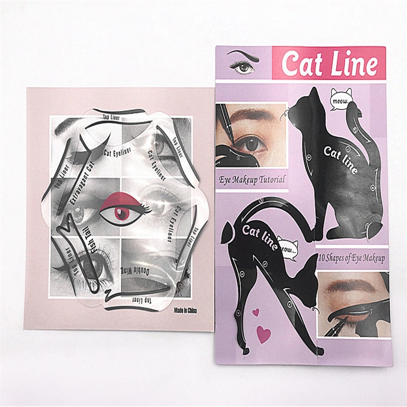 Multifunktion 6 in 1 med makeup katt eyeliner mall 2 st/set cat eye liner snabbverktyg sminkguide nybörjare effektiv
